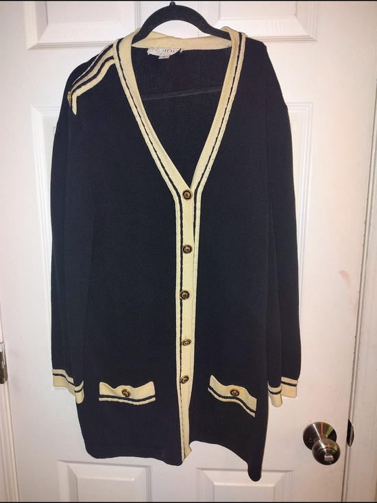 St. John Collection Jackets & Blazers - St. John Collection Black and Cream Button Front Cardigan